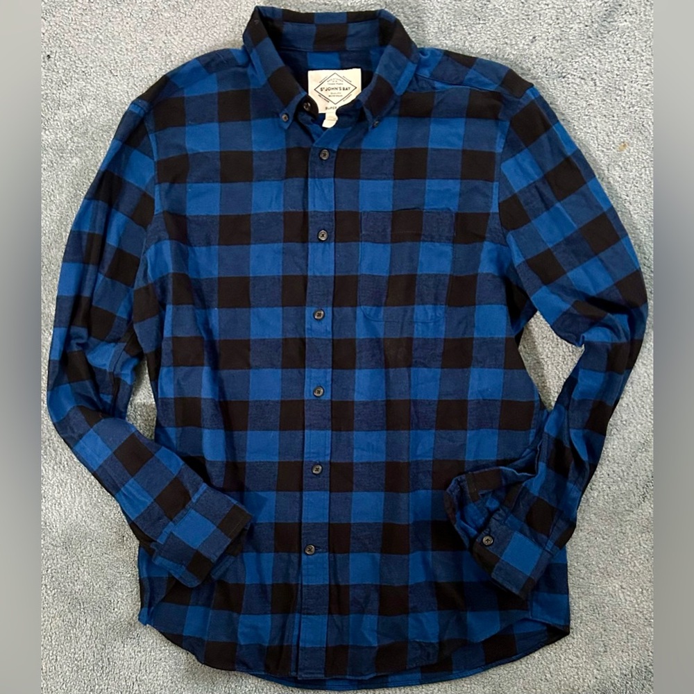 St. John's Bay Bundle Flannel Shirts - M - Blue/Gray Plaid